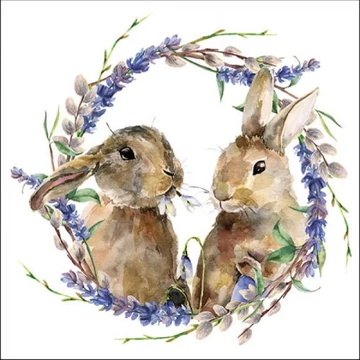 Rabbit Wreath papírszalvéta 33x33cm, 20db-os, AMB.23314855