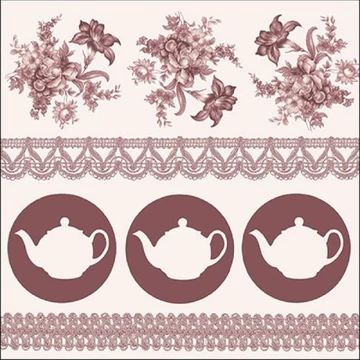 Teapots Brown papírszalvéta 33x33cm,20db-os, AMB.13315061