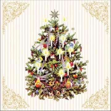 X-mas Tree Cream papírszalvéta 33x33cm, 20db-os, AMB.33315345