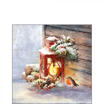 Robin By Lantern papírszalvéta 25x25cm, 20db-os, AMB.32515340