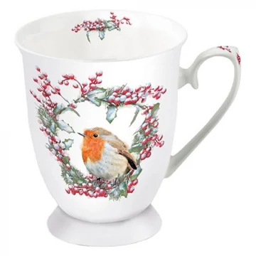 Robin in Wreath porcelánbögre 0,25l, AMB.38715535 Robin in Wreath porcelánbögre 0,25l, AMB.38715535