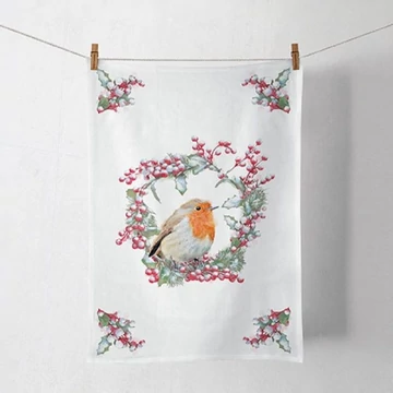 Robin In Wreath konyharuha 50x70cm, 100% pamut, AMB.37815535