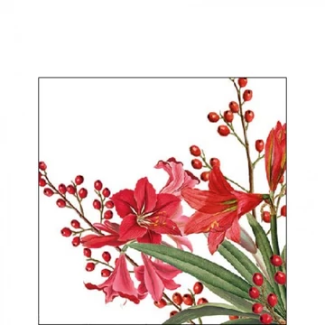 Christmas Bouquet White papírszalvéta 25x25cm, 20db-os, AMB.32516605