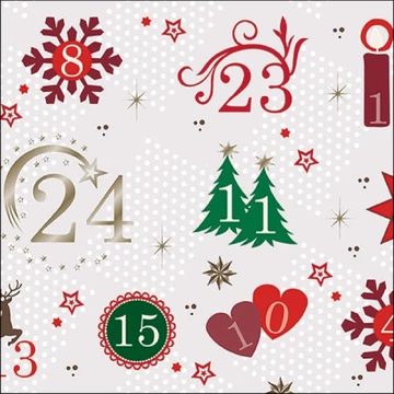 Advent Calendar papírszalvéta 33x33cm, 20db-os , AMB.33316615 Advent Calendar papírszalvéta 33x33cm, 20db-os , AMB.33316615