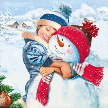 Sweet Snowman papírszalvéta 33x33cm, 20db-os, AMB.33316485