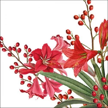 Christmas Bouquet White papírszalvéta 33x33cm, 20db-os, AMB.33316605