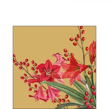 Christmas Bouquet Gold papírszalvéta 25x25cm, 20db-os, AMB.32516606
