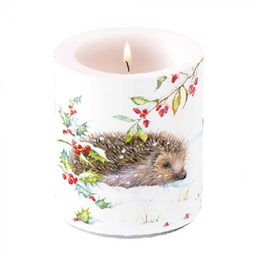 Hedgehog In Winter átvilágítós gyertya 10x10cm, AMB.39316595