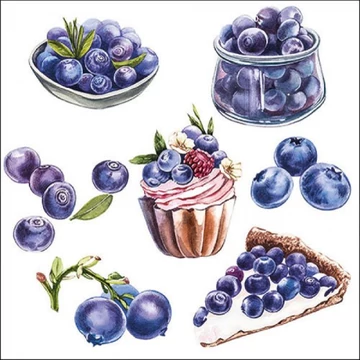 Blueberries papírszalvéta 33x33cm, 20db-os, AMB.13317300