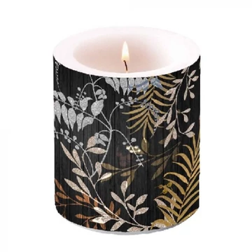 Luxury Leaves black átvilágítós gyertya 10x10cm, AMB.19316975