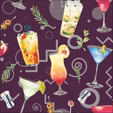 Cocktail Party Aubergine papírszalvéta 33x33cm, 20db-os, AMB.13317226 Cocktail Party Aubergine papírszalvéta 33x33cm, 20db-os, AMB.13317226