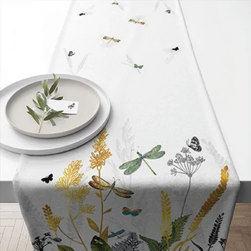 Ornamental Flowers White asztali futó 40x150cm,100% pamut, AMB.16617470