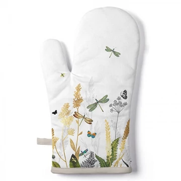 Ornamental Flowers White edényfogó kesztyű 18x30cm, 100% pamut, AMB.16417470