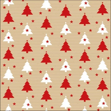 Trees and stars red papírszalvéta 33x33cm, 20db-os , AMB.33317960