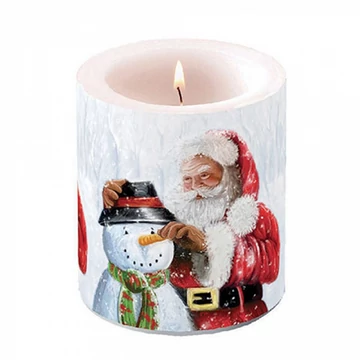 Santa and snowman átvilágítós gyertya 10x10cm, AMB.39318020