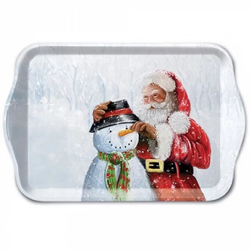 Santa and snowman műanyag kistálca 13x21cm, AMB.33718020