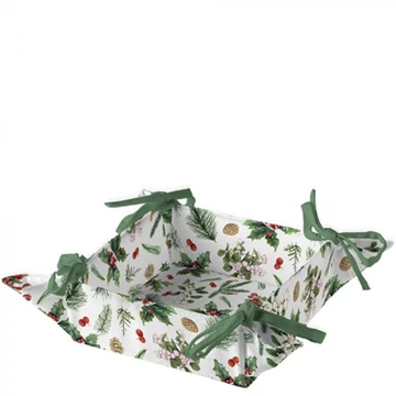 Winter greenery white kenyérkosár 20x20x7cm, 100% pamut, AMB.36916495