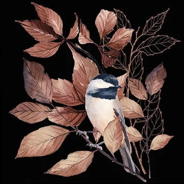 Lovely chickadee black papírszalvéta 33x33cm, 20db-os, AMB.13317790