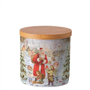 Santa bringing presents porcelán konyhai tároló 10x10cm, AMB.37417970