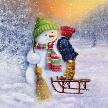 Child kissing snowman papírszalvéta 33x33cm, 20db-os, AMB.33317975 Child kissing snowman papírszalvéta 33x33cm, 20db-os, AMB.33317975