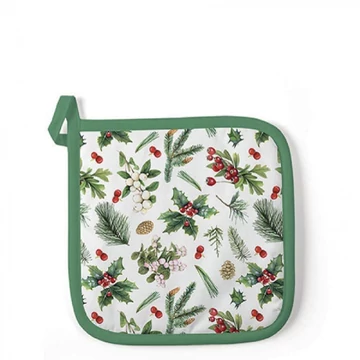 Winter greenery white edényalátét 20x20cm, 100% pamut, AMB.36516495