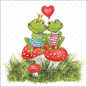 Frogs in love papírszalvéta 33x33cm, 20db-os, AMB.13318180
