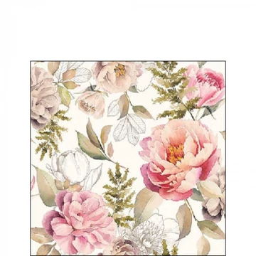 Peonies composition cream papírszalvéta 25x25cm, 20db-os, AMB.12518131