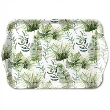 Jungle leaves white műanyag kistálca 13x21cm, AMB.13718215