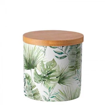 Jungle leaves white porcelán konyhai tároló 10x10cm, AMB.17418215