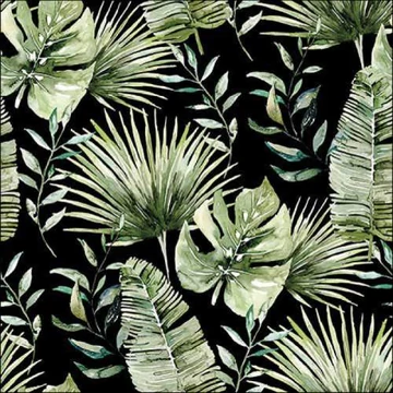 Jungle leaves black papírszalvéta 33x33cm, 20db-os, AMB.13318216 Jungle leaves black papírszalvéta 33x33cm, 20db-os, AMB.13318216