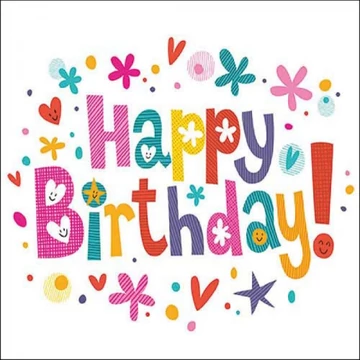 Birthday wishes white papírszalvéta 33x33cm, 20db-os, AMB.13318480