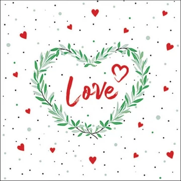 Lots of love red papírszalvéta 33x33cm, 20db-os, AMB.13318487