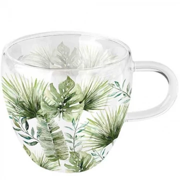 Jungle leaves white duplafalú borosilicate üvegcsésze 0,25l, AMB.14418215