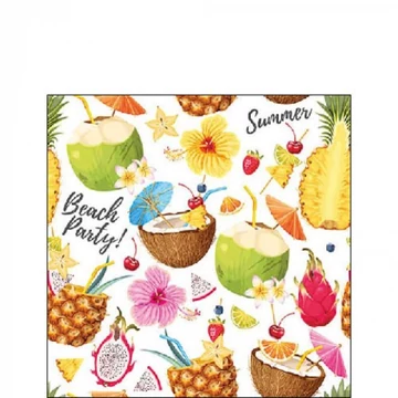 Beach party white papírszalvéta 25x25cm, 20db-os, AMB.12518355