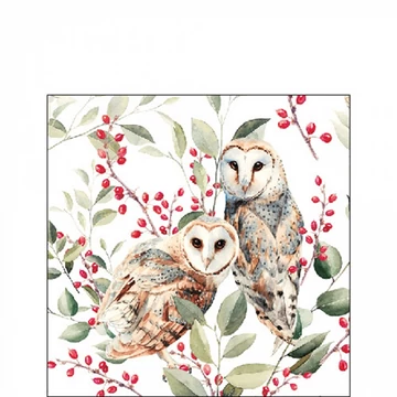 Barn owl couple papírszalvéta 25x25cm, 20db-os, AMB.12518685