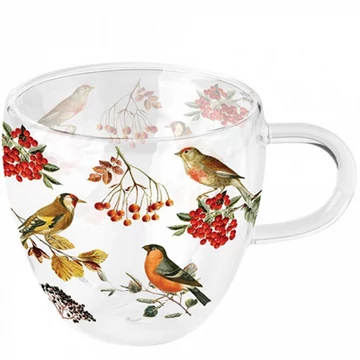 Autumn birds duplafalú borosilicate üvegcsésze 0,25l, AMB.14417730
