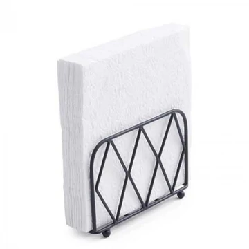 Fém szalvétatartó álló, rácsos szögletes, fekete, AMB.19402460