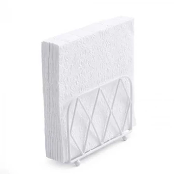 Fém szalvétatartó álló, rácsos szögletes, fehér, AMB.19402461