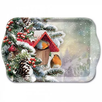 House with robins műanyag kistálca 13x21cm, AMB.33719100
