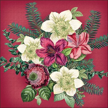 Azalea and helleborus red papírszalvéta 33x33cm, 20db-os, AMB.33318970