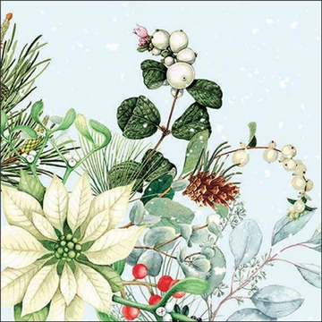 White poinsettia papírszalvéta 33x33cm, 20db-os, AMB.33318990