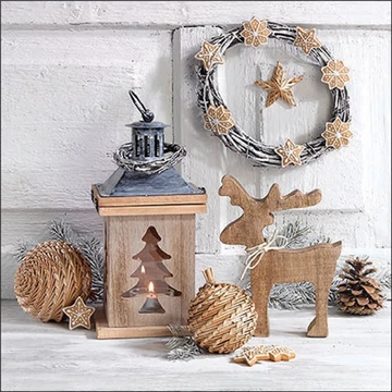 Wooden decorations papírszalvéta 33x33cm, 20db-os, AMB.33319070