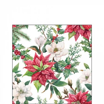 Christmas florals papírszalvéta 25x25cm, 20db-os, AMB.32518875