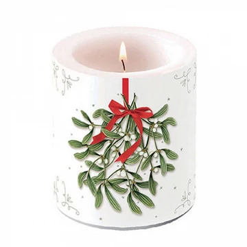 Mistletoe with bow white átvilágítós gyertya 10x10xcm, AMB.39318860