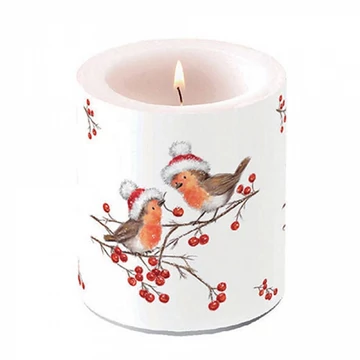 Christmas robins white átvilágítós gyertya 10x10xcm, AMB.39318865