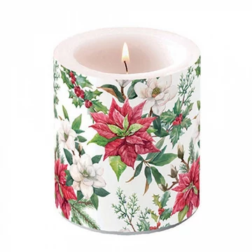 Christmas florals átvilágítós gyertya 10x10xcm, AMB.39318875