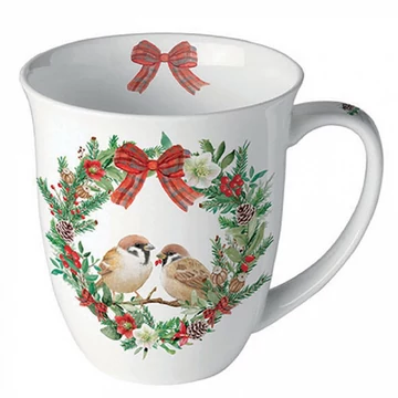 Sparrows in wreath porcelánbögre 0,4l, AMB.38418870