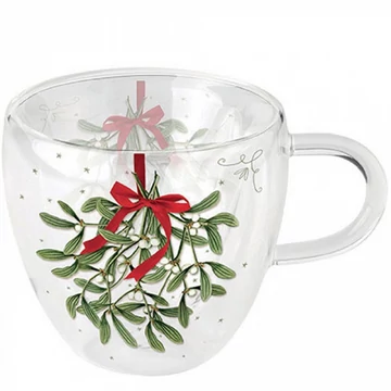 Mistletoe with bow white duplafalú borosilicate üvegcsésze 0,25L, AMB.34418860