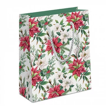 Christmas florals papír ajándéktáska 22x13x25cm, AMB.31218875