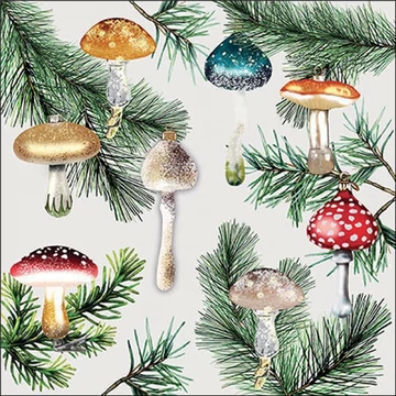 Mushroom ornaments white papírszalvéta 33x33cm, 20db-os, AMB.33319155